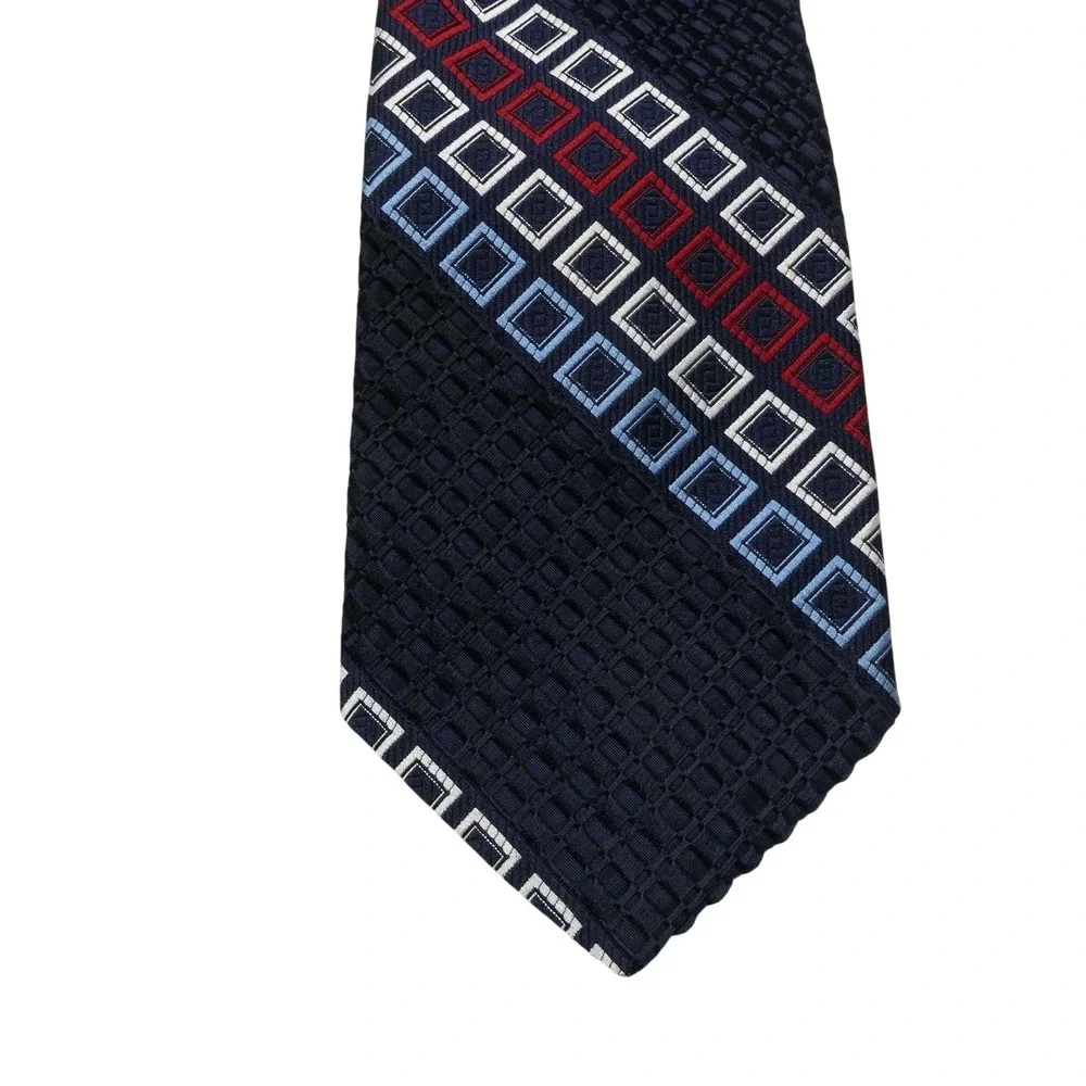 Vintage Juster's By Damon Tie‎ Mens One Size Blue Geometric Textured Polyester